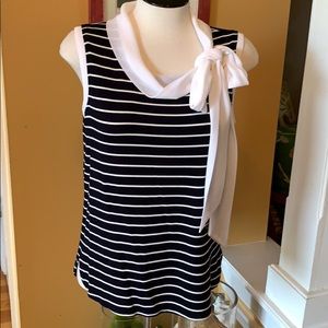 Karl Lagerfeld Navy White Stripe Top